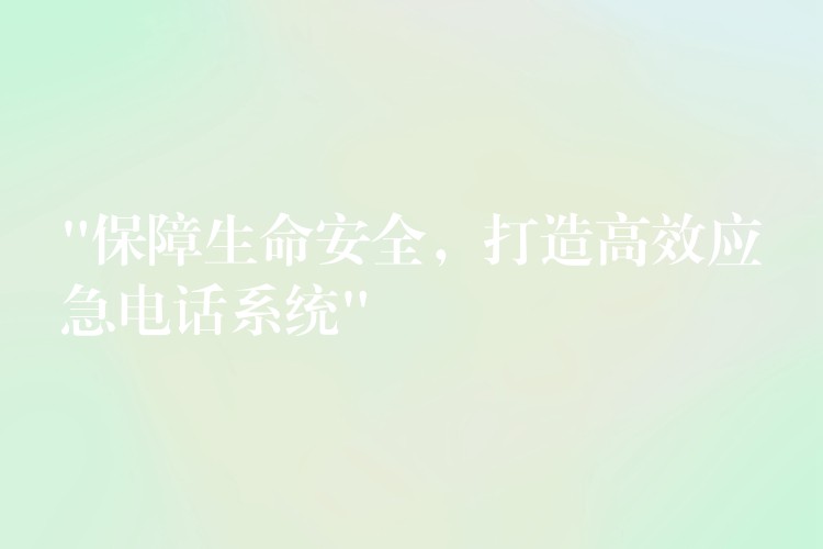  “保障生命安全，打造高效應(yīng)急電話系統(tǒng)”