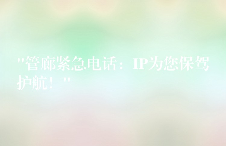  “管廊緊急電話：IP為您保駕護航！”