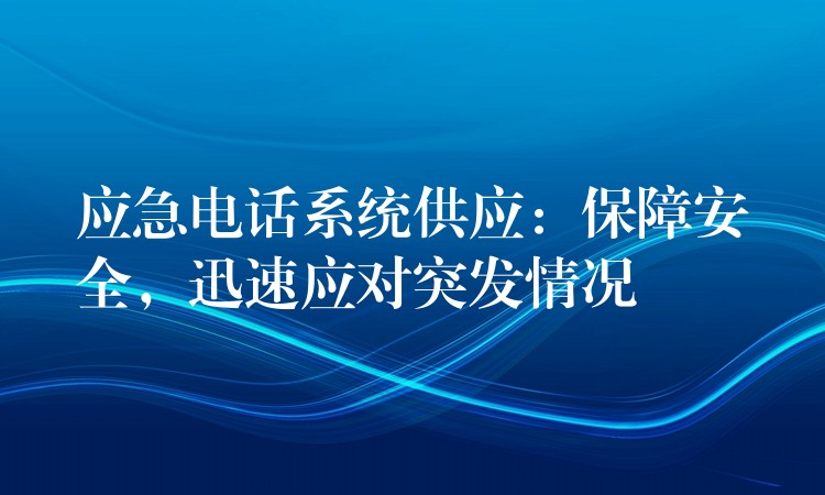應急電話系統(tǒng)供應：保障安全，迅速應對突發(fā)情況