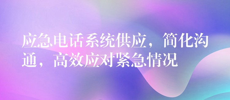  應(yīng)急電話系統(tǒng)供應(yīng)，簡(jiǎn)化溝通，高效應(yīng)對(duì)緊急情況