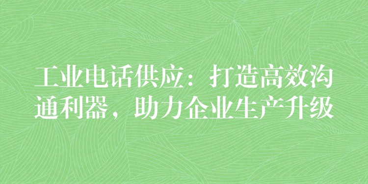 工業(yè)電話供應(yīng)：打造高效溝通利器，助力企業(yè)生產(chǎn)升級