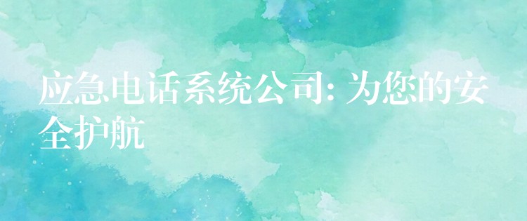 應(yīng)急電話系統(tǒng)公司: 為您的安全護(hù)航