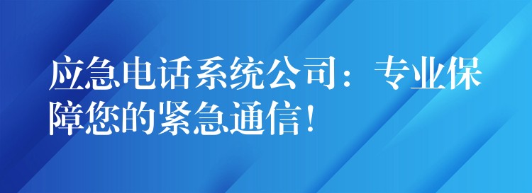 應(yīng)急電話系統(tǒng)公司：專業(yè)保障您的緊急通信！