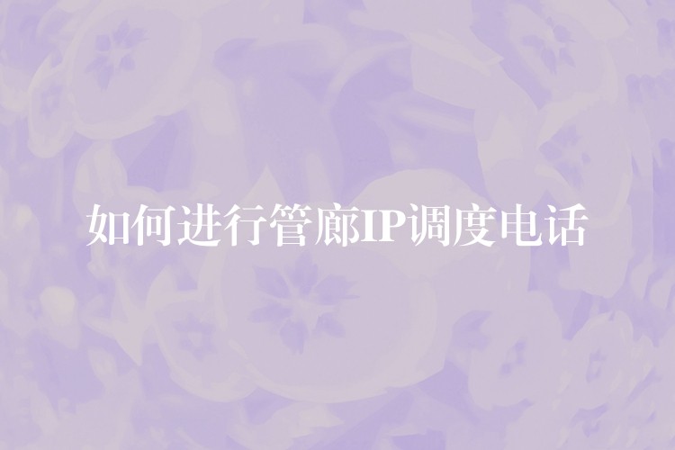  如何進(jìn)行管廊IP調(diào)度電話