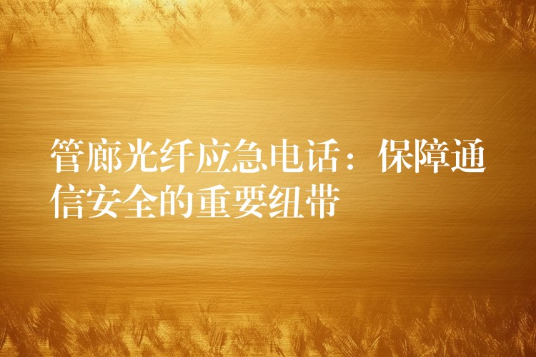 管廊光纖應(yīng)急電話(huà)：保障通信安全的重要紐帶