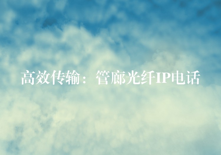 高效傳輸:管廊光纖IP電話 高效傳輸:管廊光纖IP電話