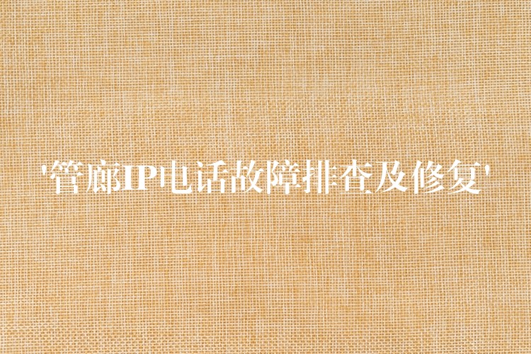  ‘管廊IP電話故障排查及修復(fù)’