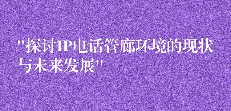  “探討IP電話管廊環(huán)境的現(xiàn)狀與未來(lái)發(fā)展”