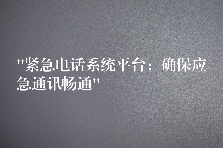  “緊急電話系統(tǒng)平臺：確保應(yīng)急通訊暢通”